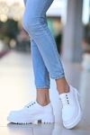 ERBTERİ Teri Beyaz Deri Spor Bayan Sneakers