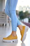 ERBTERİ Teri Hardal Deri Spor Bayan Sneakers