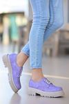 ERBTERİ Teri Lila Deri Desenli Spor Bayan Sneakers