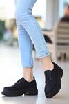 ERBTERİ Teri Siyah Deri Desenli Spor Bayan Sneakers