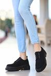 ERBTERİ Teri Siyah Süet Spor Bayan Sneakers