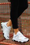 ERBDİANA Beyaz Holağramlı Deri Bağcıklı Spor Ayakkabı