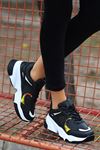 ERBMİTAR Siyah Deri Holağramlı Bayan Bağcıklı Spor Ayakkabı