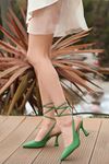 ERBWONNA Yeşil Deri Kadın Topuklu Ayakkabı
