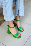 Mida Shoes Y170 Yeşil Deri Kadın Topuklu Ayakkabı