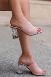 Mida Shoes ERBEvra Pudra Triko Kadın Topuklu Terlik