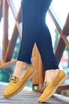 Mida Shoes ERBCELİO Hardal Deri Kadın Babet Ayakkabı