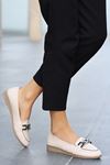 Mida Shoes ERBDOİS Bej Deri Kadın Babet
