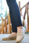 Mida Shoes ERBElla Bej Süet Kadın Babet