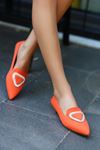 Mida Shoes ERBGilba Turuncu Saten Kadın Babet
