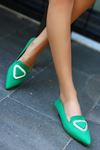 Mida Shoes ERBGilba Yeşil Saten Kadın Babet