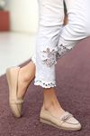 Mida Shoes ERBJari Nude Deri Tokalı Kadın Babet