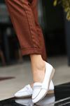 Mida Shoes ERBSANDA Beyaz Deri Kadın Babet