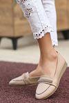 Mida Shoes ERBSANDA Nude Deri Kadın Babet