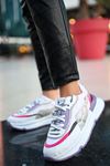 Mida Shoes ERBALEH Beyaz Lila Deri Bağıcıklı Kadın Spor Ayakkabı