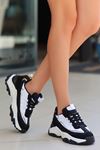 Mida Shoes ERBARCA Siyah Beyaz Deri Bağıcıklı Kadın Spor Ayakkabı