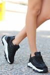 Mida Shoes ERBARCA Siyah Deri Bağıcıklı Kadın Spor Ayakkabı