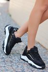 Mida Shoes ERBARCA Siyah Sarı Deri Bağıcıklı Kadın Spor Ayakkabı
