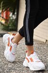 Mida Shoes ERBDica Beyaz Turuncu Deri Bağıcıklı Kadın Spor Ayakkabı