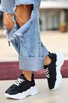 Mida Shoes ERBDica Siyah Deri Bağıcıklı Kadın Spor Ayakkabı