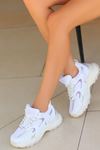 Mida Shoes ERBEJDA Beyaz Lila Deri Bağıcıklı Kadın Spor Ayakkabı