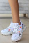 Mida Shoes ERBEJDA Beyaz Turuncu Deri Bağıcıklı Kadın Spor Ayakkabı