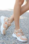 Mida Shoes ERBEJDA Nude Turuncu Deri Bağıcıklı Kadın Spor Ayakkabı