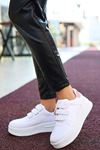Mida Shoes ERBPagin Beyaz Pudra Cırt Cırtlı Kadın Spor Ayakkabı