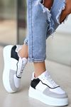 Mida Shoes ERBWONDİ Beyaz Gri Bağcıklı Kadın Spor Ayakkabı