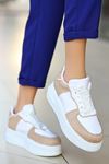 Mida Shoes ERBWONDİ Beyaz Vizon Bağcıklı Kadın Spor Ayakkabı