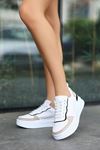 Mida Shoes ERBWONDİO Beyaz Krem Bağcıklı Kadın Spor Ayakkabı