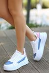 Mida Shoes ERBWONDİO Beyaz Mavi Bağcıklı Kadın Spor Ayakkabı