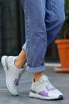 Mida Shoes ERBJAİLE Gri Mor Deri Bağcıklı Kadın Spor Ayakkabı