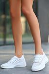 Mida Shoes ERBWina Beyaz Triko Bağcıklı Kadın Spor Ayakkabı