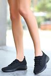 Mida Shoes ERBWina Siyah Triko Bağcıklı Kadın Spor Ayakkabı
