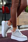 Mida Shoes ERBNAXİ Gri Turuncu Deri Bağcıklı Kadın Spor Ayakkabı
