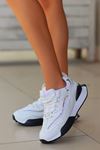 Mida Shoes ERBJeyar Beyaz Gümüş Deri Bağcıklı Kadın Spor Ayakkabı