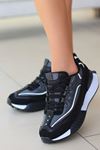 Mida Shoes ERBJeyar Siyah Beyaz Deri Bağcıklı Kadın Spor Ayakkabı