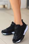 Mida Shoes ERBJeyar Siyah Deri Bağcıklı Kadın Spor Ayakkabı
