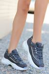 Mida Shoes ERBJİLA Gri Deri Bağcıklı Kadın Spor Ayakkabı