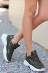 Mida Shoes ERBJİLA Haki Deri Bağcıklı Kadın Spor Ayakkabı