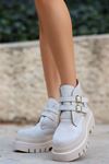 Mİda Shoes Olga Bej Süet Bantlı  Kadın Bot