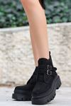 Mİda Shoes Olga Siyah Süet Bantlı  Kadın Bot