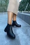Mİda Shoes Tetina Siyah Deri Lastikli  Kadın Bot