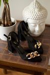 Mida Shoes Y147 Siyah Süet Topuklu Kadın Ayakkabı