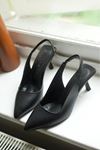 Mida Shoes Togo Siyah Deri kadın Topuklu Ayakkabı