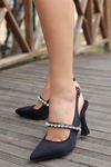 Mida Shoes ERBTrac Siyah Saten Yüksek Topuk Kadın Topuklu Ayakkabı