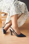 Mida Shoes Y3060 Siyah Deri Tokalı Kadın Topuklu Ayakkabı