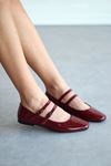 Mida Shoes Bordo Rugan Çapraz Bantlı Kadın Babet