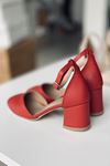 Mida Shoes Y202 Kırmızı Deri Topuklu Ayakkabı